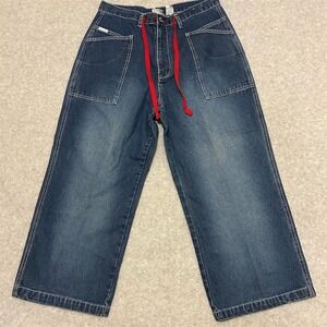 Carolina Blues Jeans High Waist Capri 16 Blue Women's Baggy Wide Leg Vintage 90s